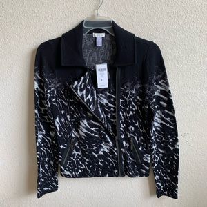Chico’s ombré animal print zip sweater